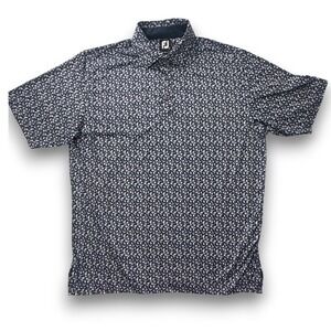 FootJoy Mens ProDry Performance Floral Golf Polo Shirt Navy Blue Size Lrge 26178